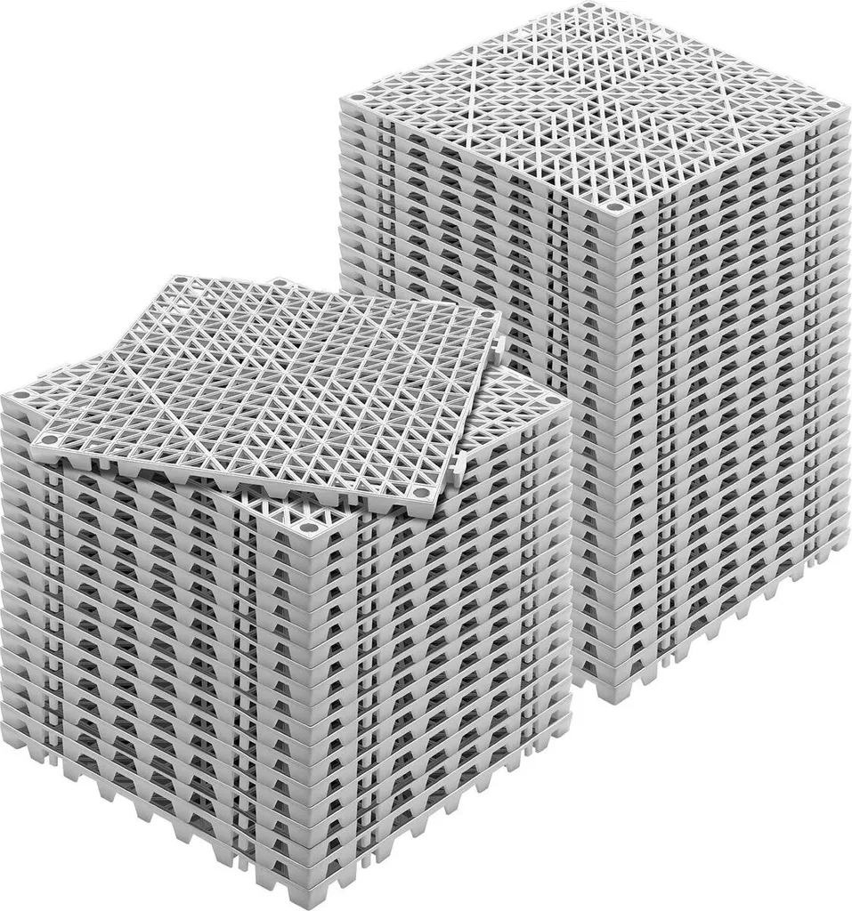 Cuscino Modulare ad Incastro 30x30 Grigio - 50 Pezzi Tappetini Drenanti PVC