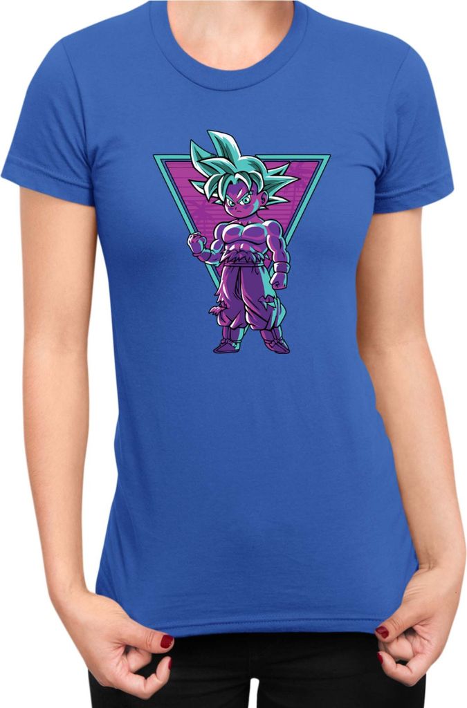 Damen T-Shirt Dragon Anime Manga Ball Z Retro Goku, Lady 2XL / Blau