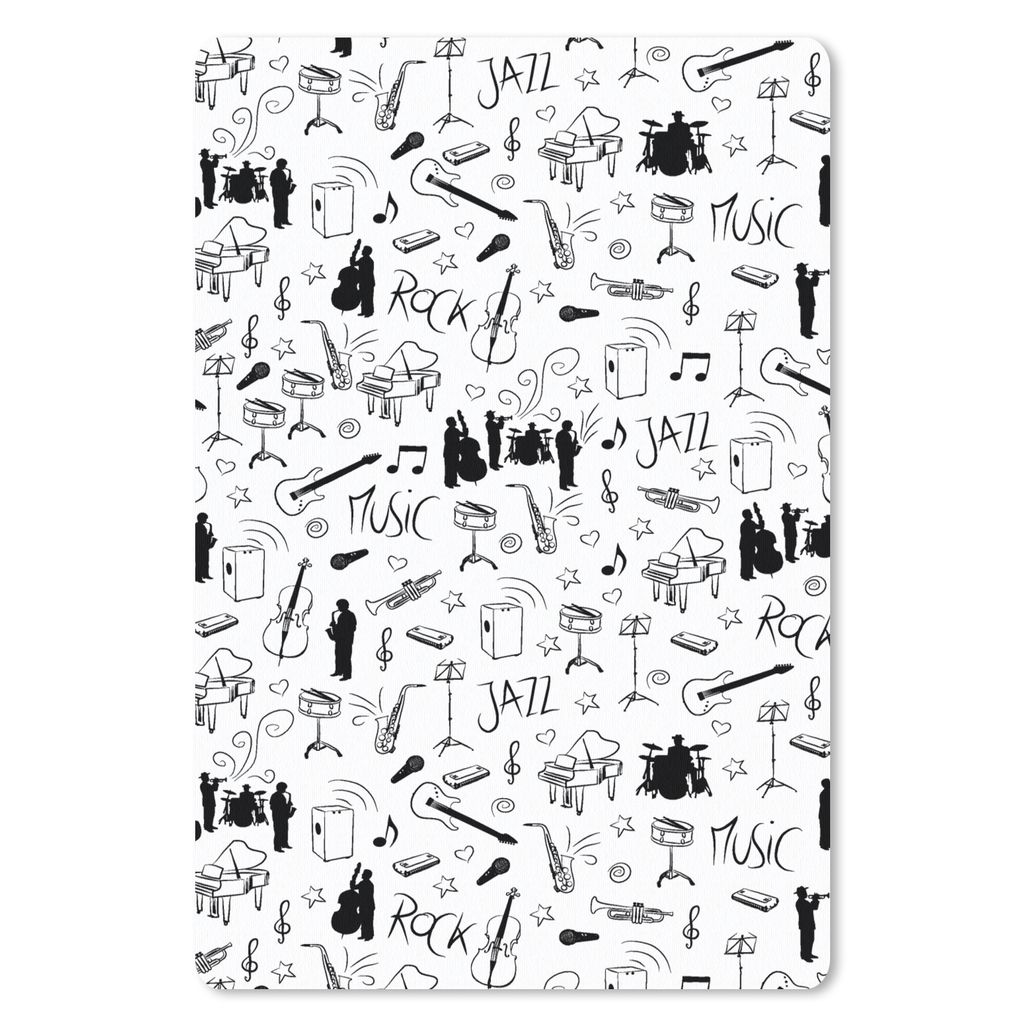 MuchoWow Mauspad Mousepad Musik - Muster - Schwarz und Weiß 18x27 cm - Mousepads - Maus Mat - Pad - Mausunterlage
