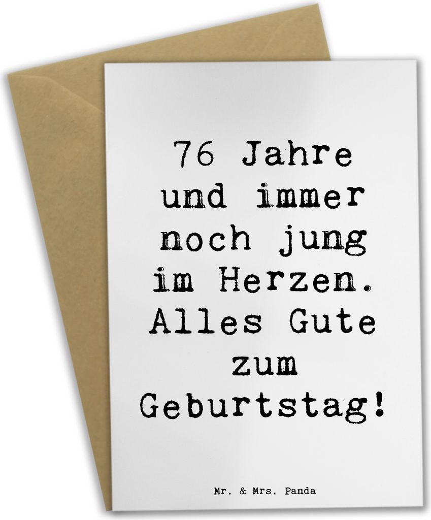 Mr. & Mrs. Panda Grußkarte Spruch 76. Geburtstag Herzjung - Produktbild 