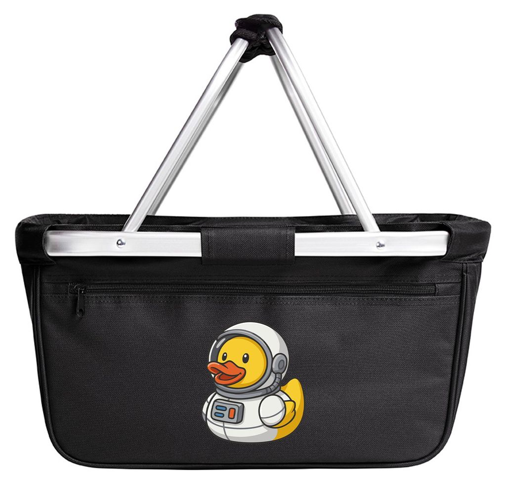 Huuraa Einkaufskorb Quietscheente Astronaut Gummiente Raumfahrer 20 Liter Black faltbarer Tragekorb Geschenkidee
