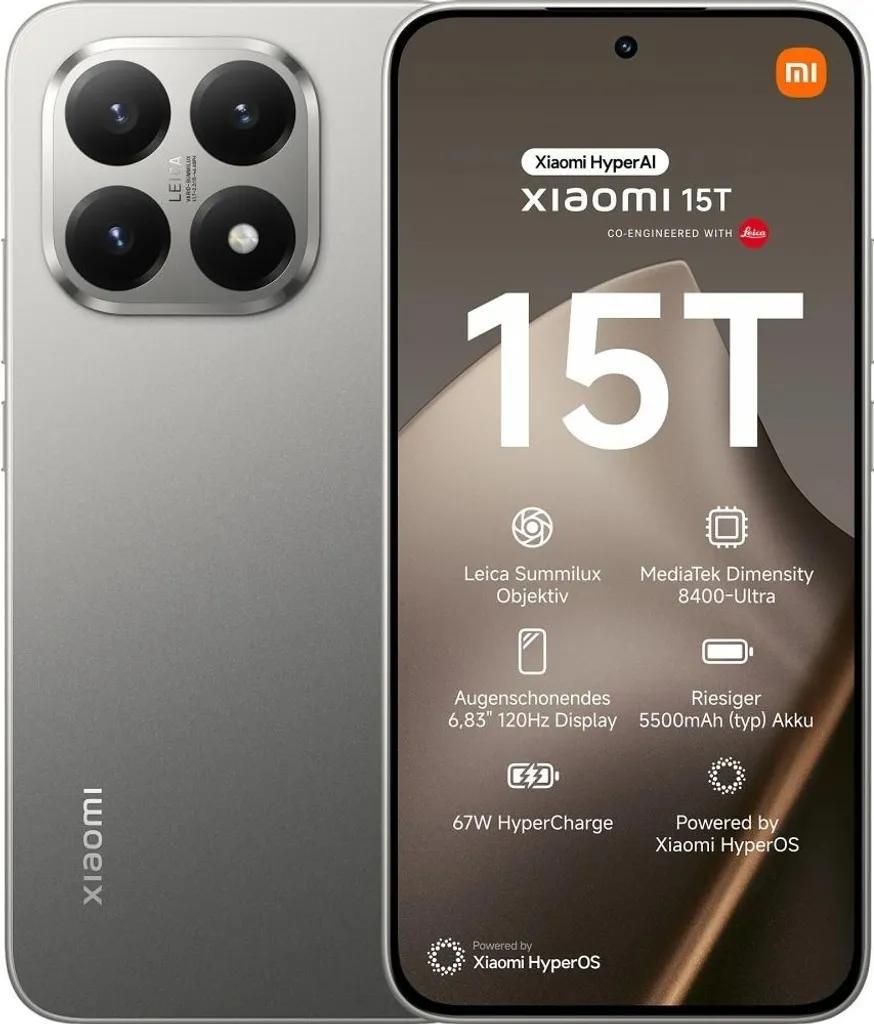 Xiaomi 15T 17,4 cm (6.83") 5G 12 GB 512 GB 5500 mAh Grau Produktbild 