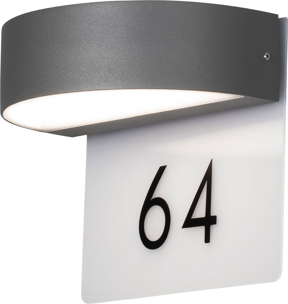 Konstsmide Monza LED Hausnummernleuchte anthrazit, 3000K, Produktbild 