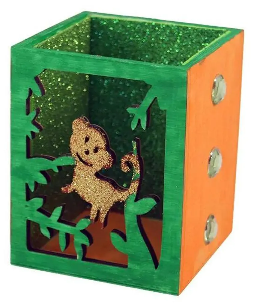 Pot à Crayons Figurine Singe - Décoration de Bureau Design Animalier