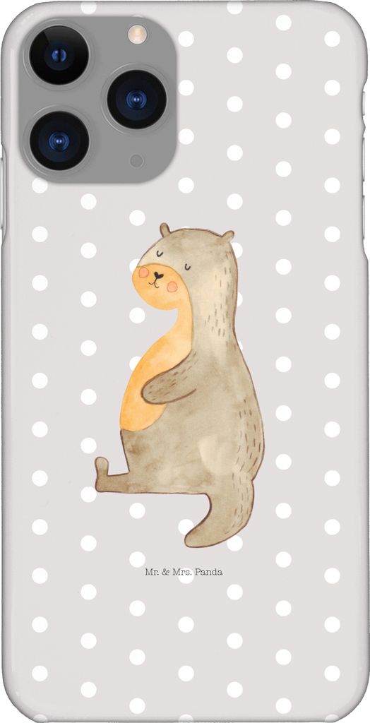Mr. & Mrs. Panda Iphone 11 Pro Handyhülle Otter Bauch - Grau Pastell - Geschenk, Seeotter See, Handy Case, voll Gefuttert, Satt, Premium Kunststof...