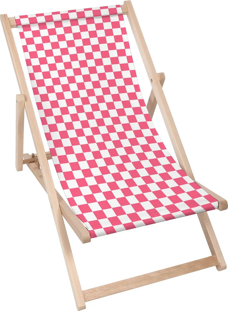 Sdraio Dreamroots Pieghevole in Legno di Faggio Rosa a Quadri 130kg