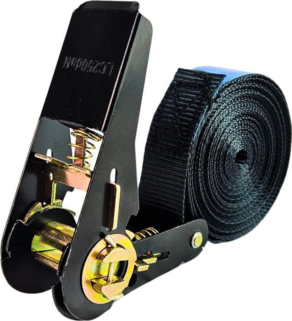 Spanngurt einteilig 4m - 6m lang 25mm breit 500 kg schwarz Zurrgurte Spanngurte 6m 1 Stück