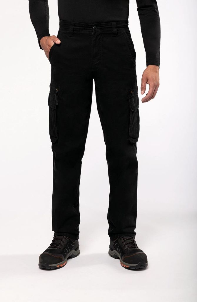 Kariban Herren Cargo Hose Stoffhose Freizeit Arbeitshose Cargohose, Größe:46, Farbe:Khaki