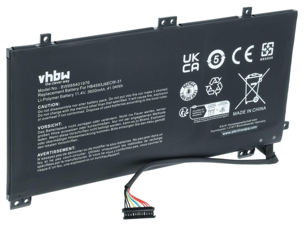 vhbw Akku kompatibel mit Huawei MateBook 13 2020, 13, 13 i7 Notebook (3600 mAh, 11,4 V, Li-Polymer)