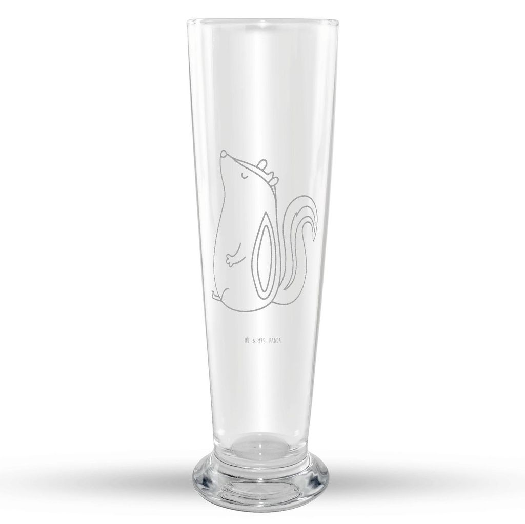 Mr. & Mrs. Panda Bierglas Stinktier Sitzen - Transparent - Geschenk, Weizen Glas, Wildtier, Weizenbier, Stinker, Weißbierglas, Bier, Mr Mrs Weizen...