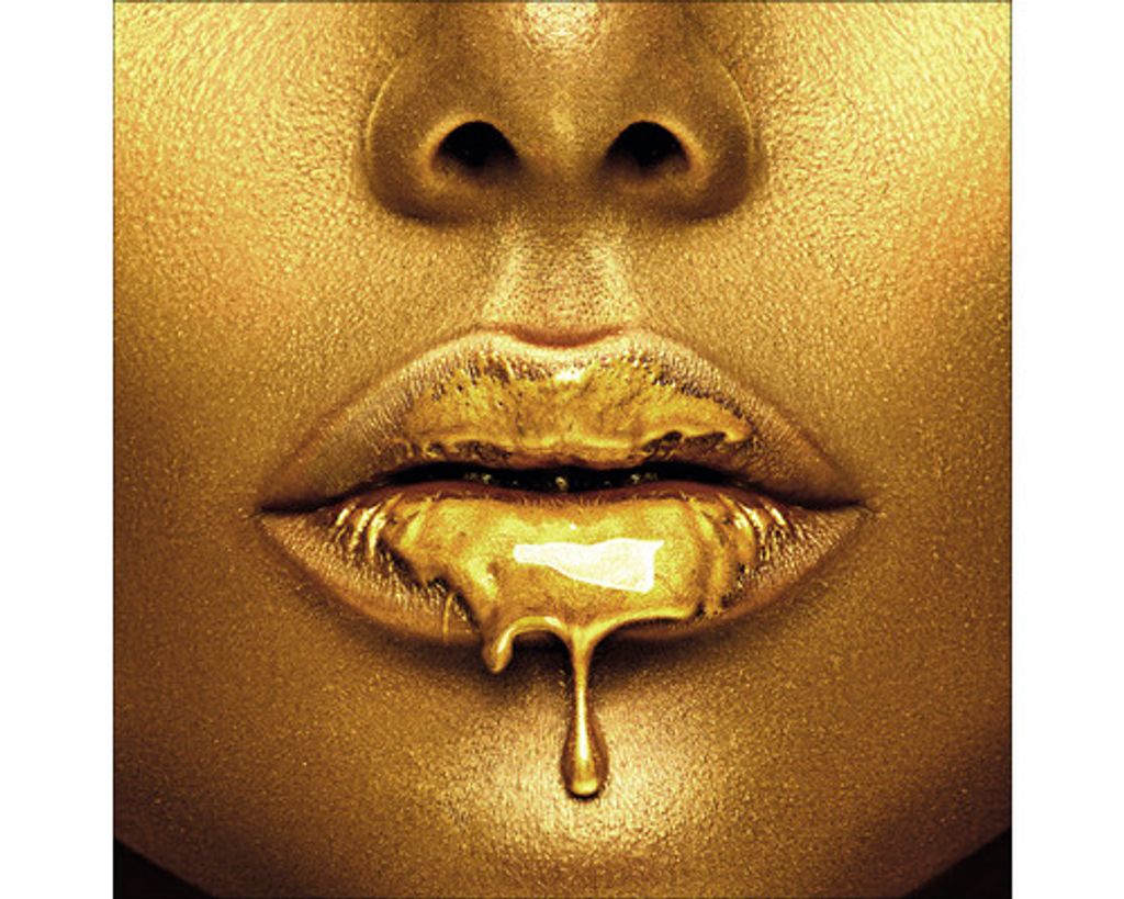 Glasbild Golden Lips I 30x30 cm