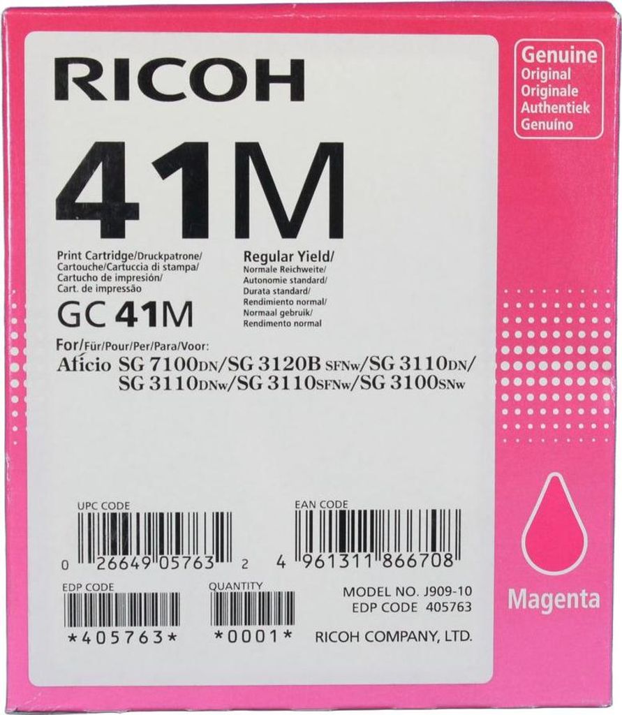 Ricoh 405763, Standardertrag, Magenta, Tinte auf Pigmentbasis, 1 Stück(e)