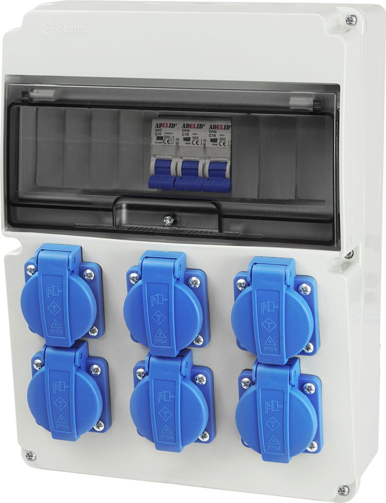 Baustromverteiler Wandverteiler Gartensteckdose 6x 230V Steckdosen Schuko mit LS-Schalter 1-Phasen