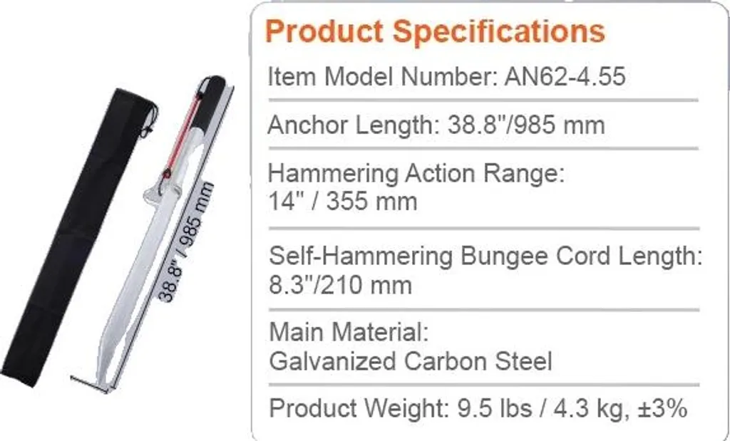 Ancre Sand Spike Acier Carbone 98,5cm - Auto-percutante 36 pouces