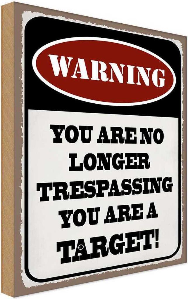vianmo Holzschild 18x12 cm Warning you no longer target Warnschild Hinweisschild