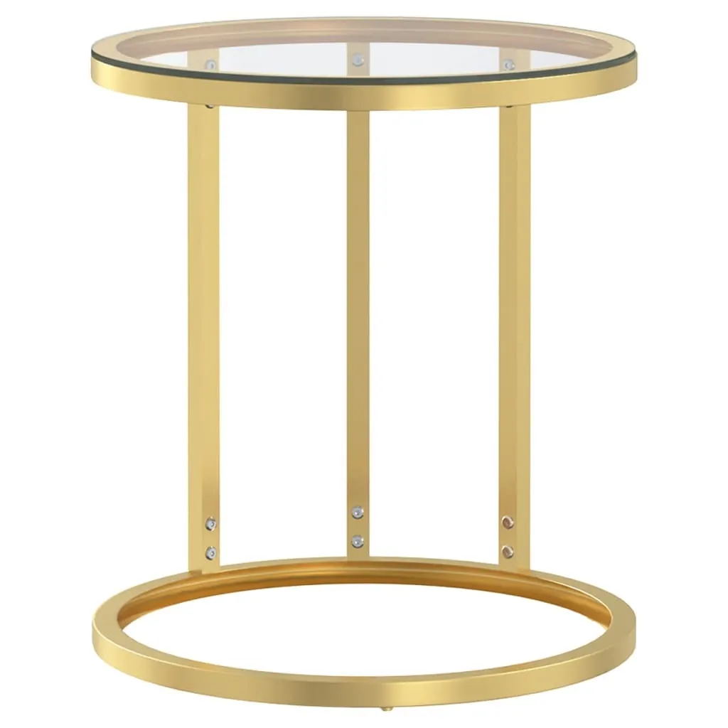Petite table d'appoint dorée 45 cm - Verre Trempé Sécurisé et Stable