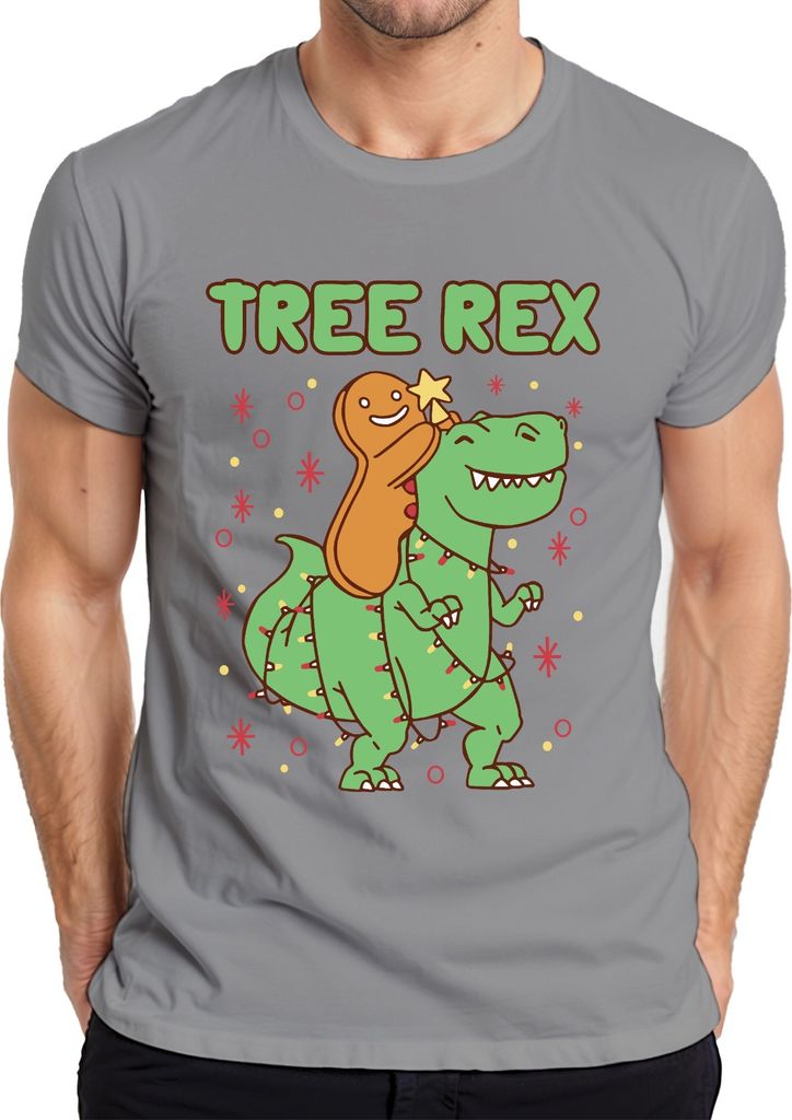 Tree Rex Lebkuchen Weihnachtsbaum Dino - Weihnachten Weihnachtsgeschenk Herren T-Shirt, Grau, XL
