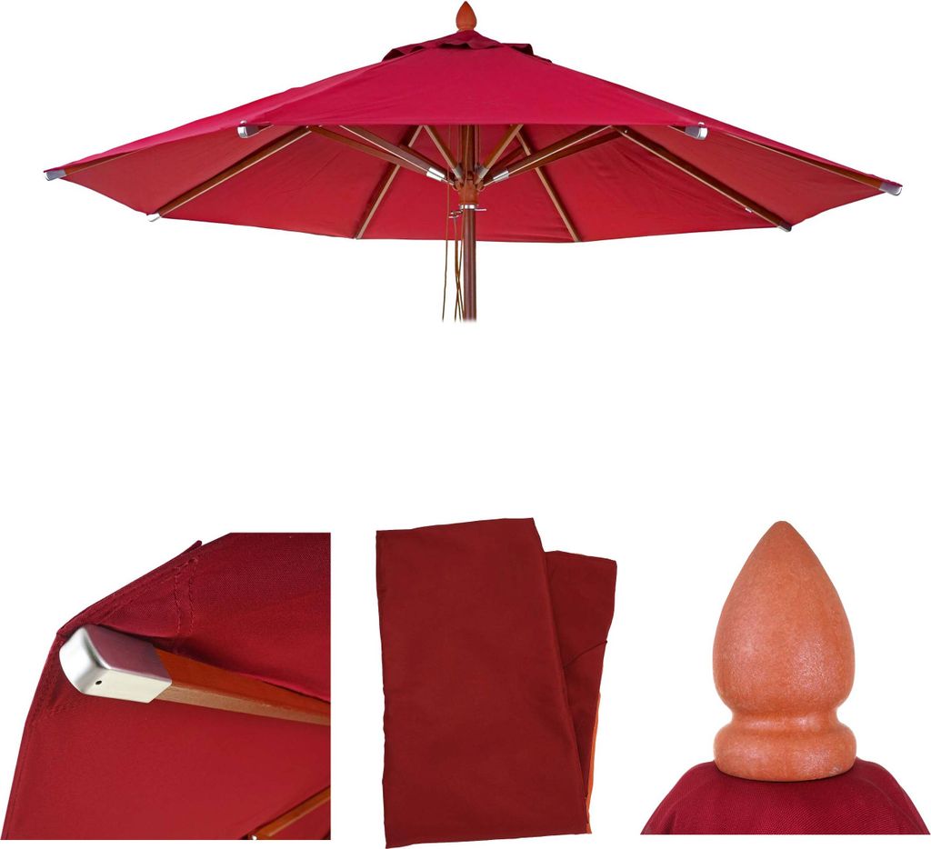 Ersatz-Bezug für Gastronomie Holz-Sonnenschirm HWC-C57, Sonnenschirmbezug, rund Ø4m Polyester bordeaux