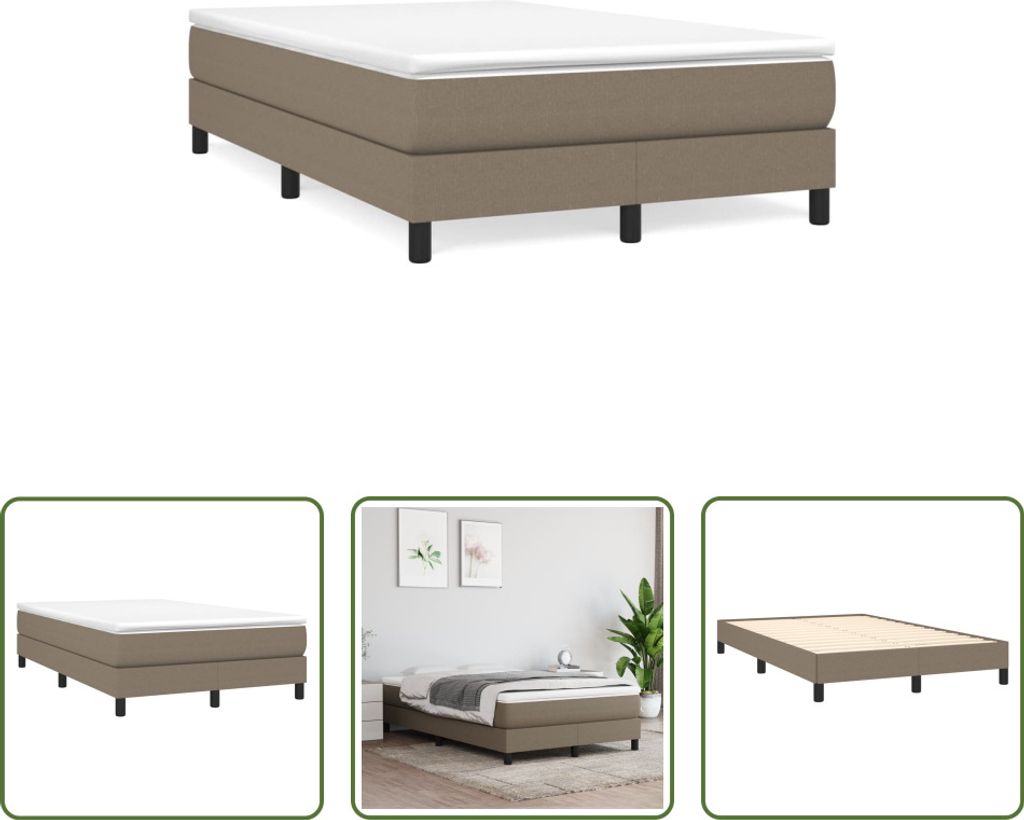The Living Store Boxspringbett mit Matratze Taupe 120x190 cm Stoff
