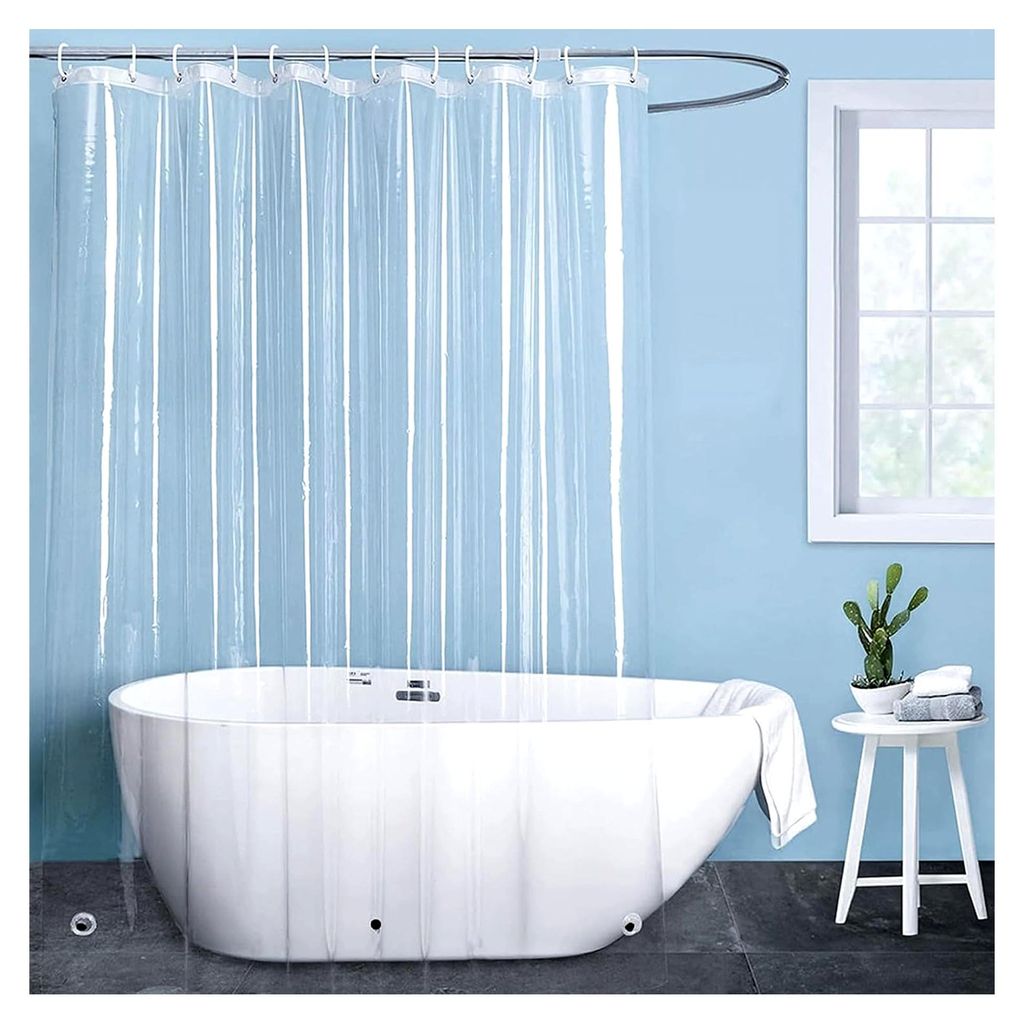 Transparenter Duschvorhang 180x180cm, Antischimmel, Wasserdicht, Waschbar für Badezimmer, mit 2 Gewichtsmagneten