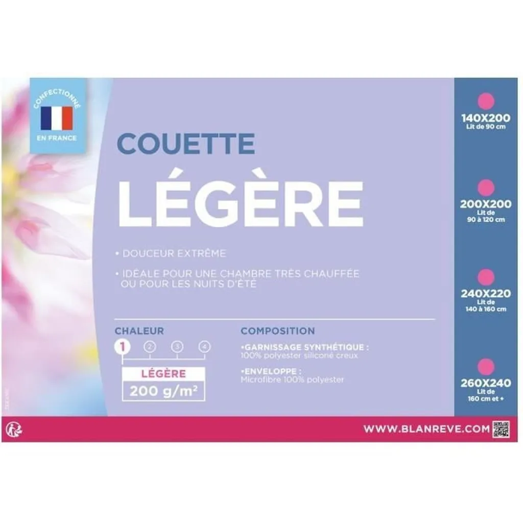 Couette Microfibre Blanche 200x200 cm Pilota : Douceur et Légèreté - 4