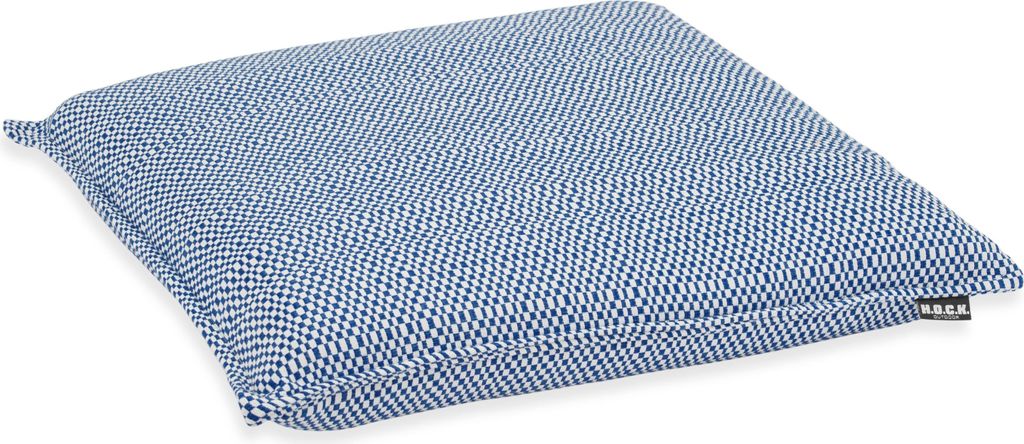 H.O.C.K. Brian Outdoor Sitzkissen 40x40x6cm royal blau weiß mit Biese kleingemustert