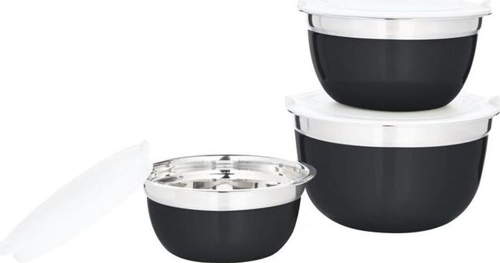 Sada 3Ks Misek S Víkem Prům.14,16,18Cm,Nerez,Černá Obrázek produktu 