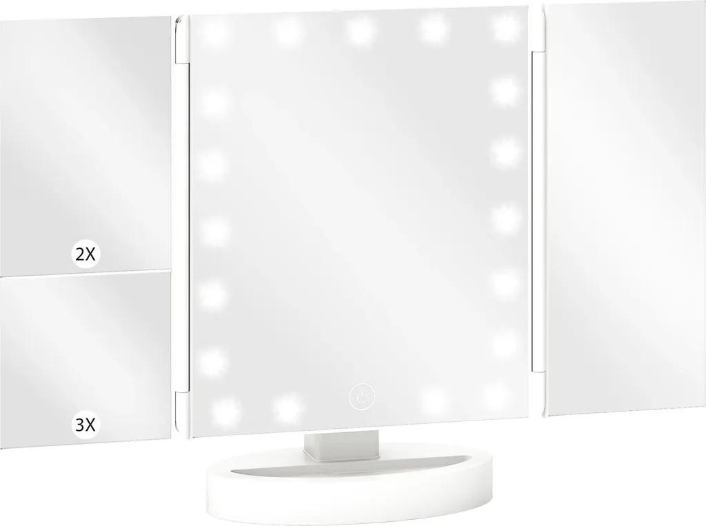 Miroir lumineux de table tactile 21 LED avec 3 niveaux de zoom blanc