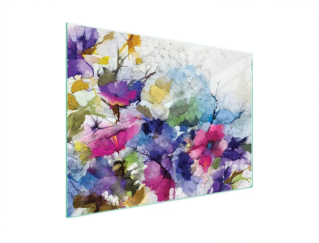 Copri Piano Cottura 70x52 Vetro Temperato Fiori d'Erba - Protezione Elegante