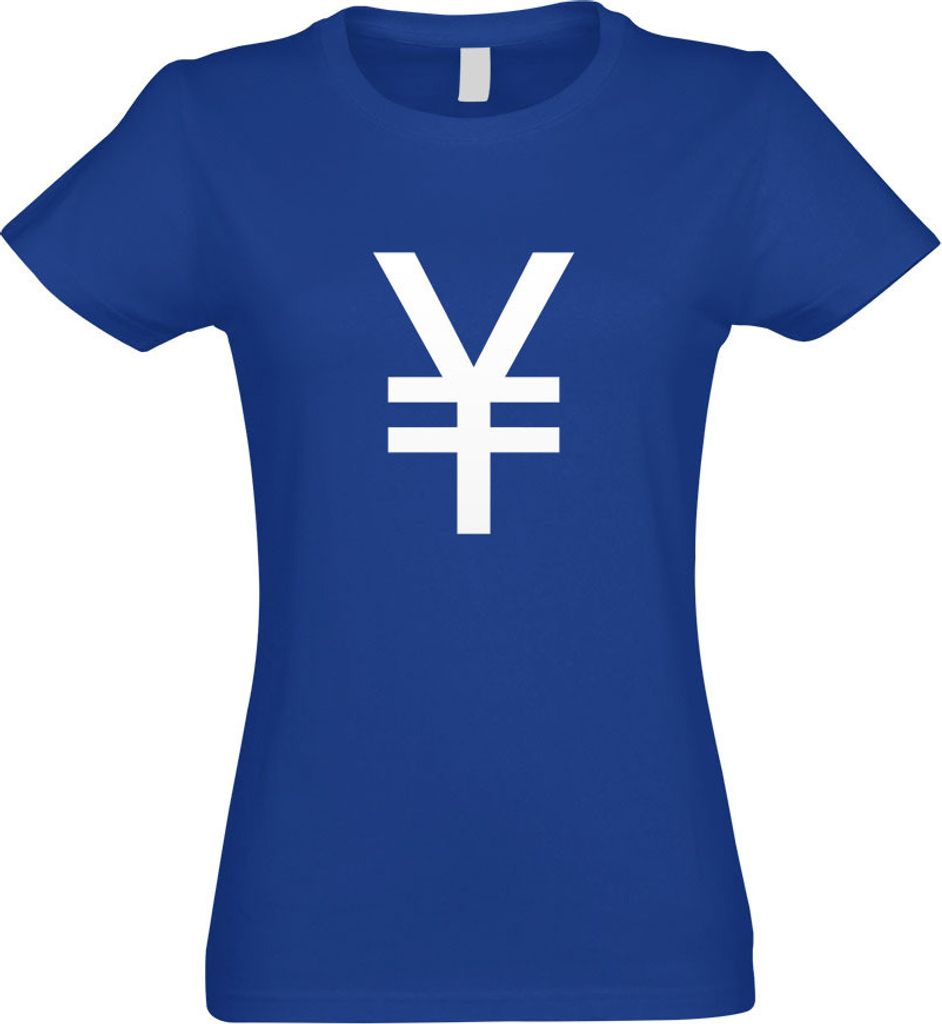 Kiwistar - T-Shirt tailliert - Damen - royal - Japanischer Yen Symbol - mit Motiv Bedruckt - Funshirt Design - Sport - Freizeit - Damen - XXL