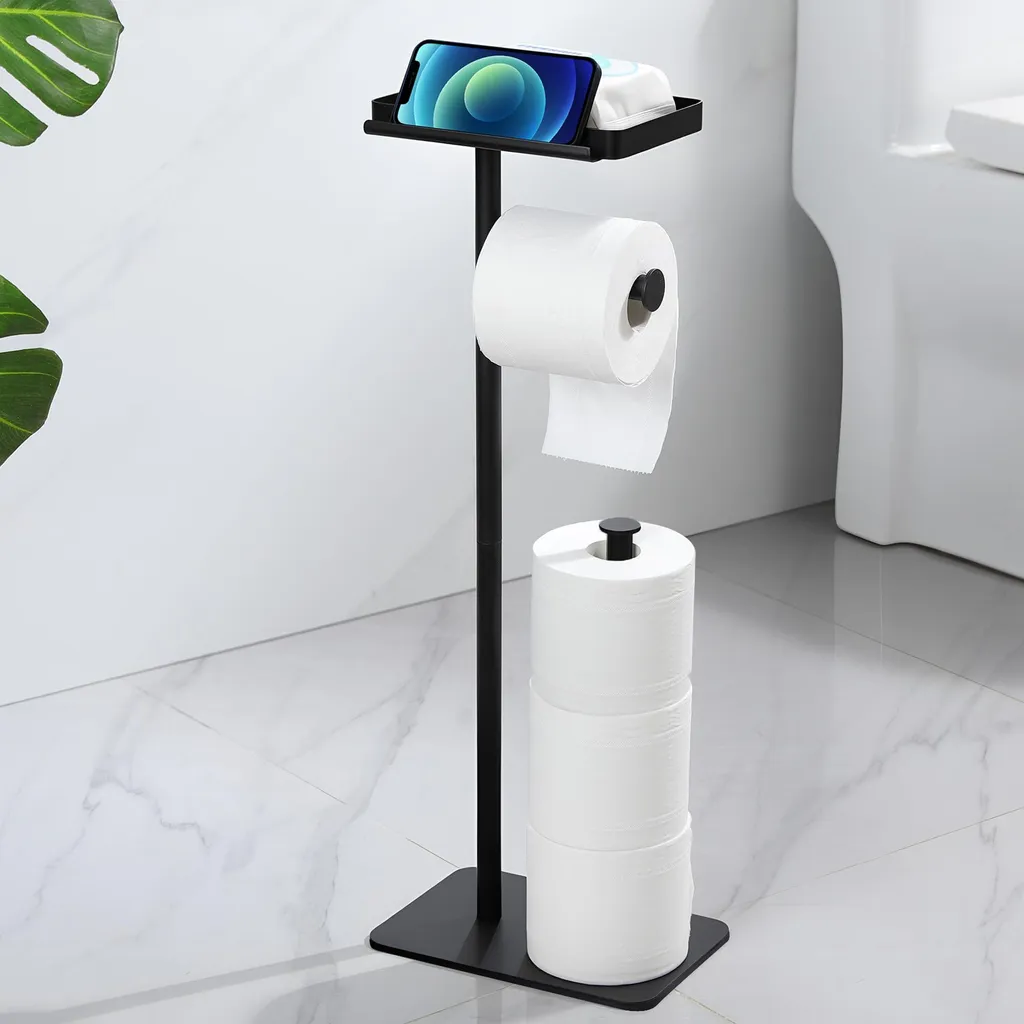 Fini les chutes de rouleau avec ce porte-papier toilette stable et noir
