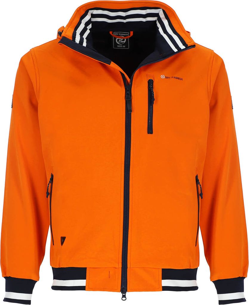 Dry Fashion Herren Funktions-Blouson Hamburg mit Innenfutter - Funktionsjacke mit abnehmbarer Kapuze in Orange Größe 5XL