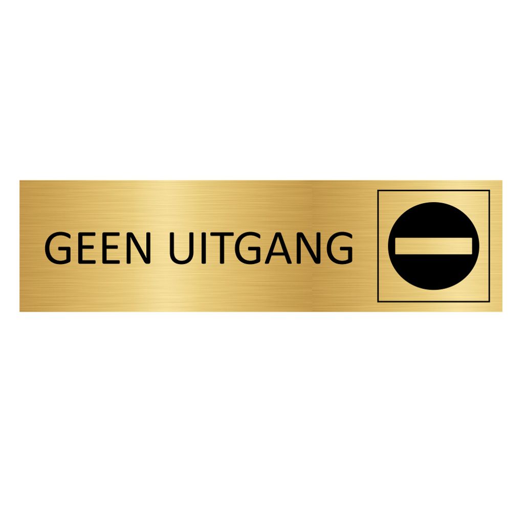 CombiCraft Aluminium Türschild "Geen Uitgang" in Gold mit 3M-Klebeband - 165 x 45 mm