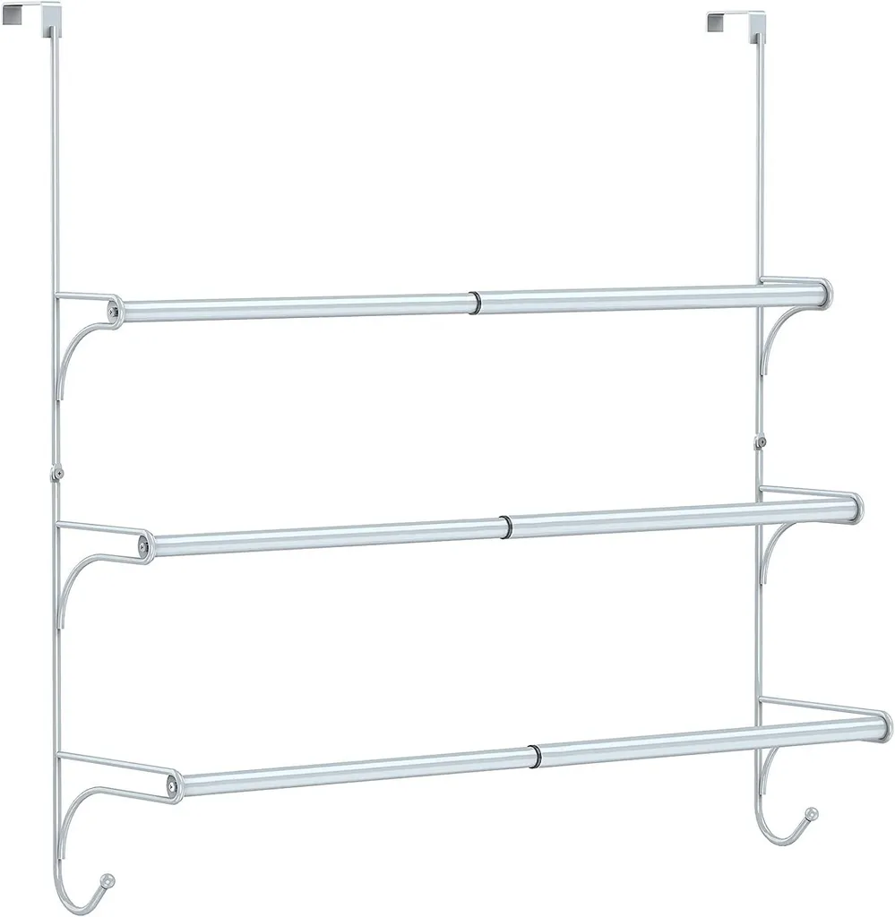 Porte-serviettes sans perçage 3 barres argent pour gagner de l'espace