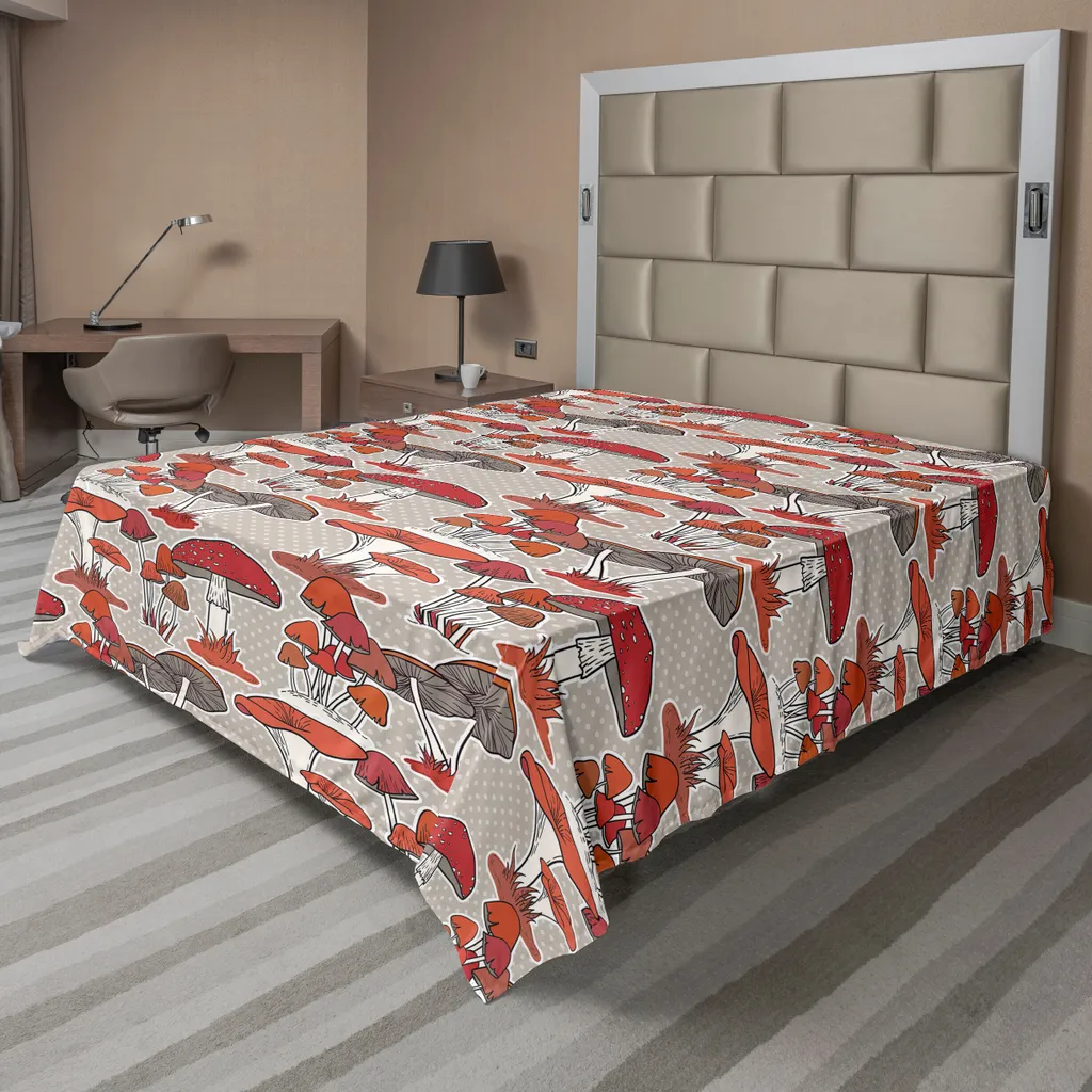 Drap de lit décoratif motif nature automne pour grand lit 266x260 cm