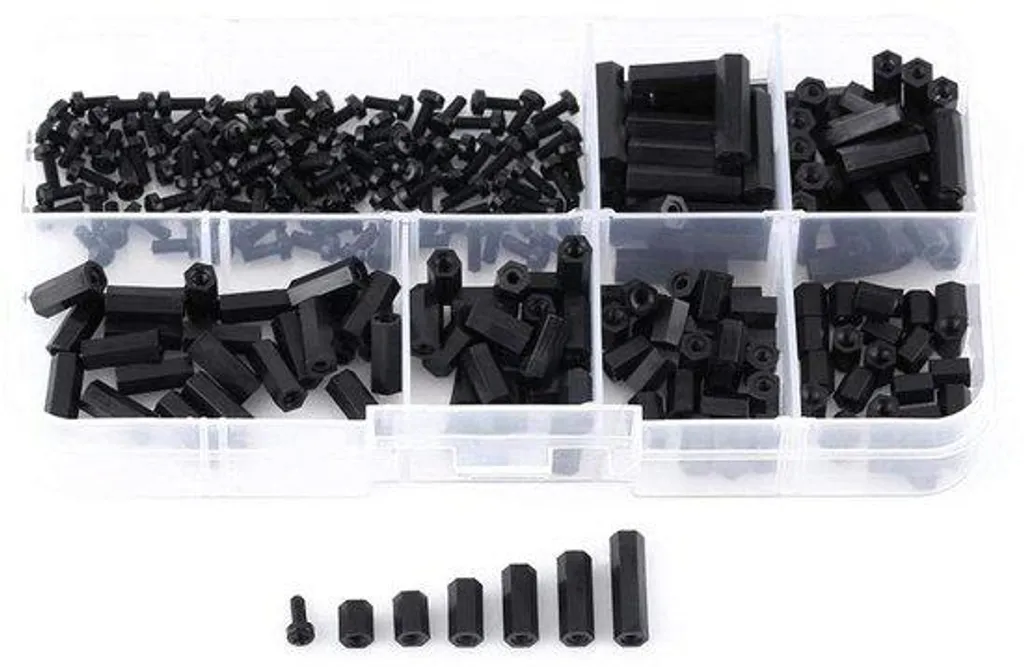 Vis hexagonales nylon M2 M3 isolantes et légères - Set de 250 pièces