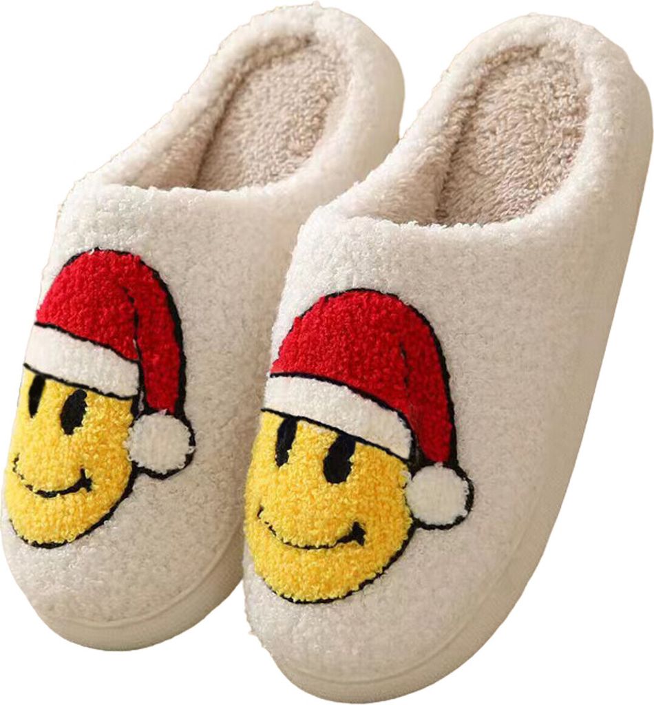 ASKSA Weihnachten Rentier Hausschuhe Winter Pluesch Pantoffeln Hausschuhe Warme Slippers, Gelb, Groesse: 40-41