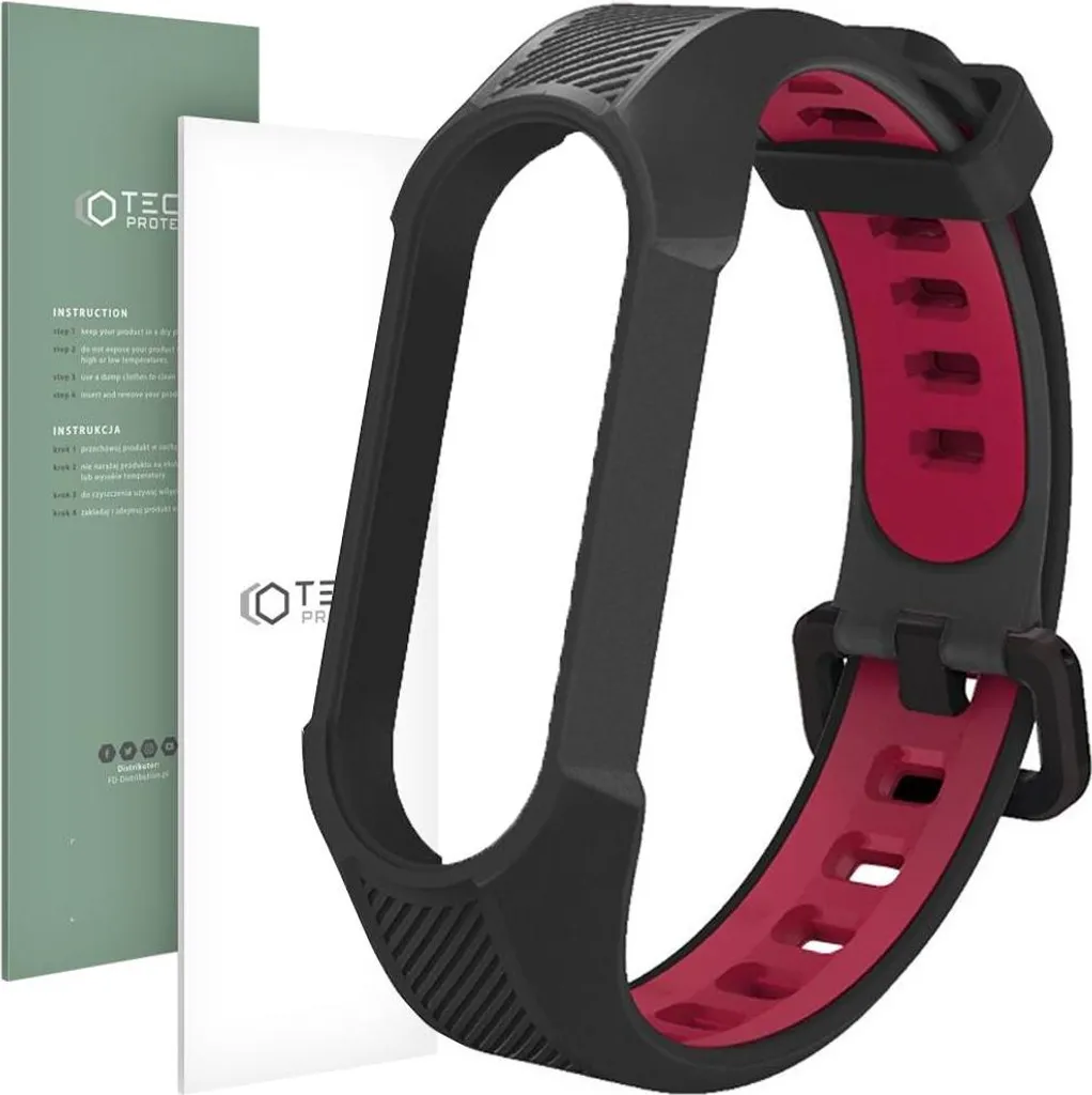 Cinturino Tech-Protect Armour per Xiaomi Mi Band 5/6 - Nero Rosso Sport