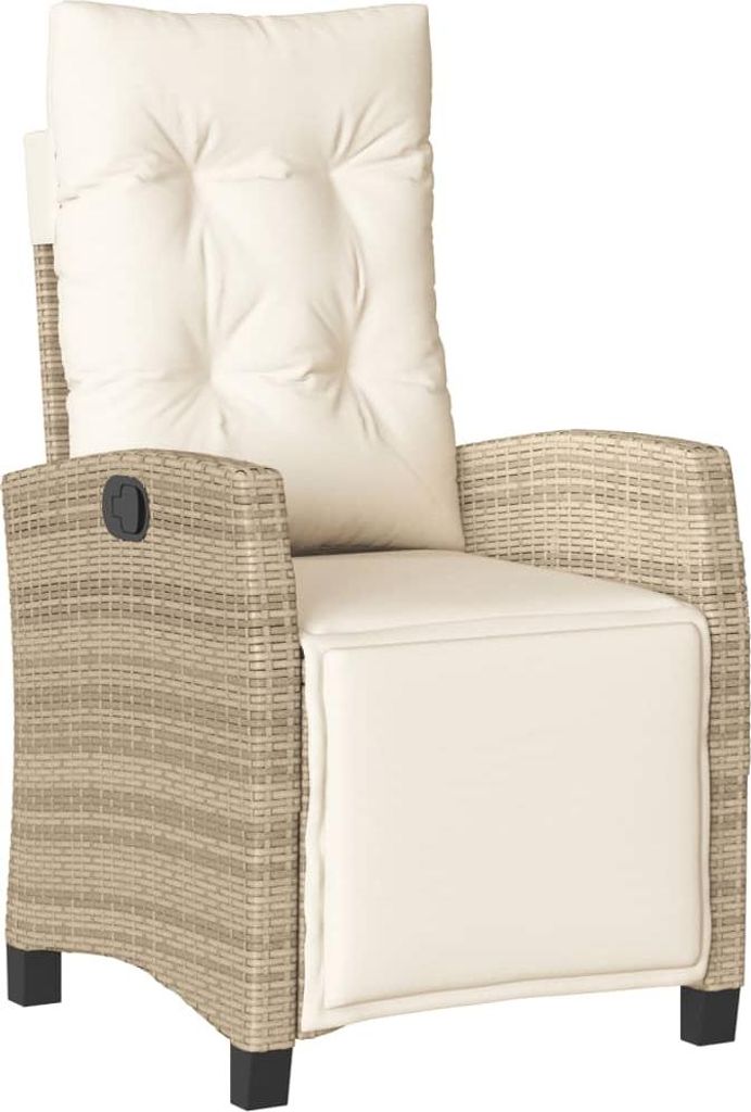 vidaXL Gartensessel mit Fußteil Verstellbar Beige Poly Rattan