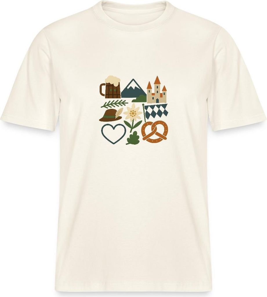 Spreadshirt Bayern Volksfest Breze Edelweiß München Relaxed Fit Uni T-Shirt, XL, Naturweiß