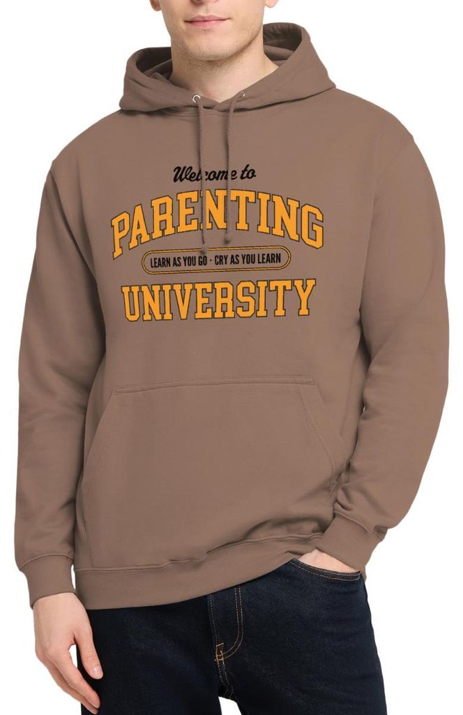 Spreadshirt Parenting University Lustiges Eltern Humor Motiv Uni Hoodie, S, Mokka