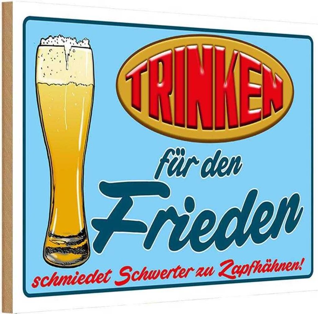 vianmo Holzschild 20x30 cm Alkohol Trinken für den Frieden Bier