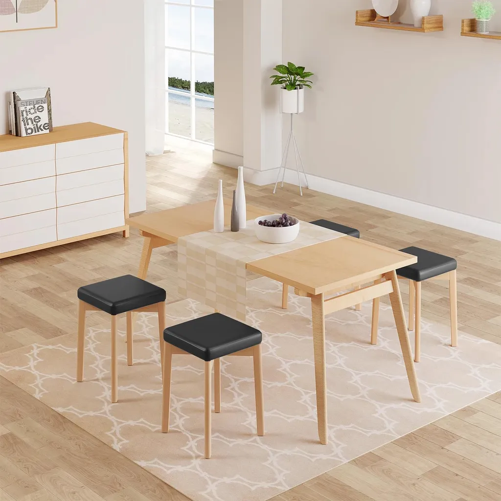 Sedie Cucina Impilabili Design Moderno Nero Legno e Pelle Sintetica - 2