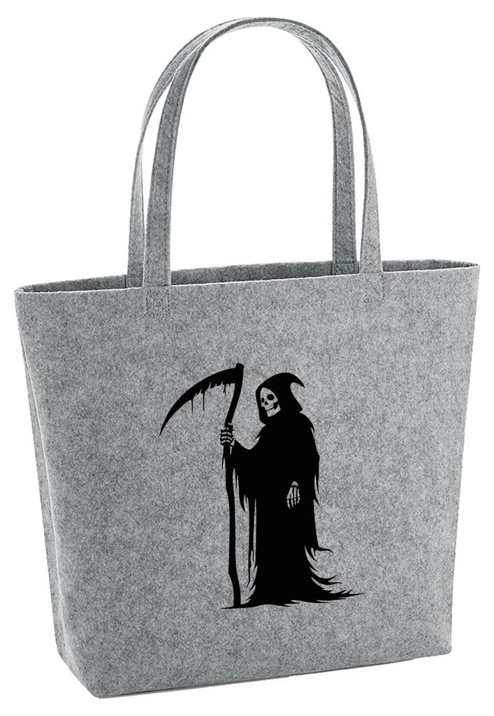 Huuraa Filzshopper Sensenmann Tod 22 Liter Grey Melange Filztasche Geschenkidee