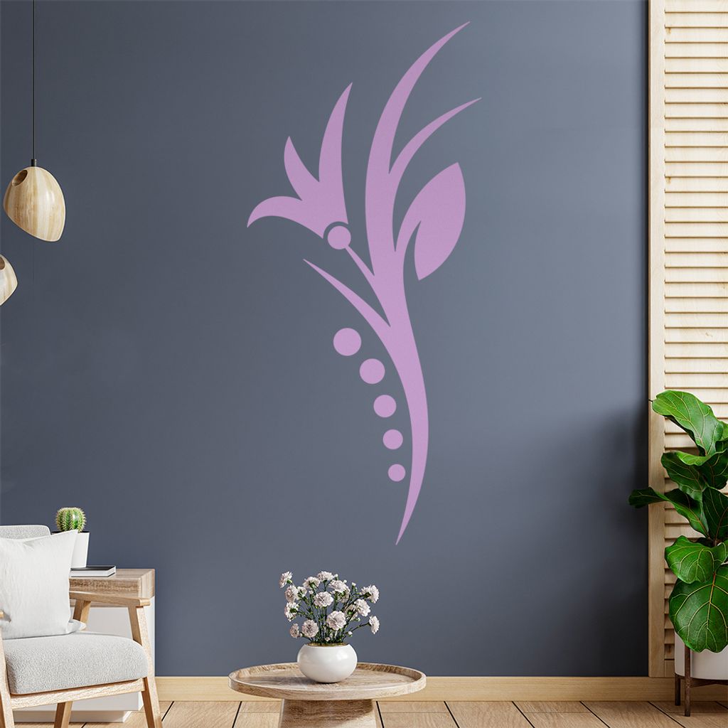 Blume - Linien Punkte Wandtattoo in 6 Größen - Wandaufkleber Wall Sticker - Dekoration, Küche, Wohnzimmer, Schlafzimmer, Badezimmer