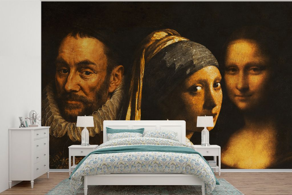 MuchoWow Fototapete für Wohnzimmer oder Schlafzimmer Wandtapete Vinyl Motivtapete Das Mädchen mit dem Perlenohrring - Wilhelm von Oranien - Mon...