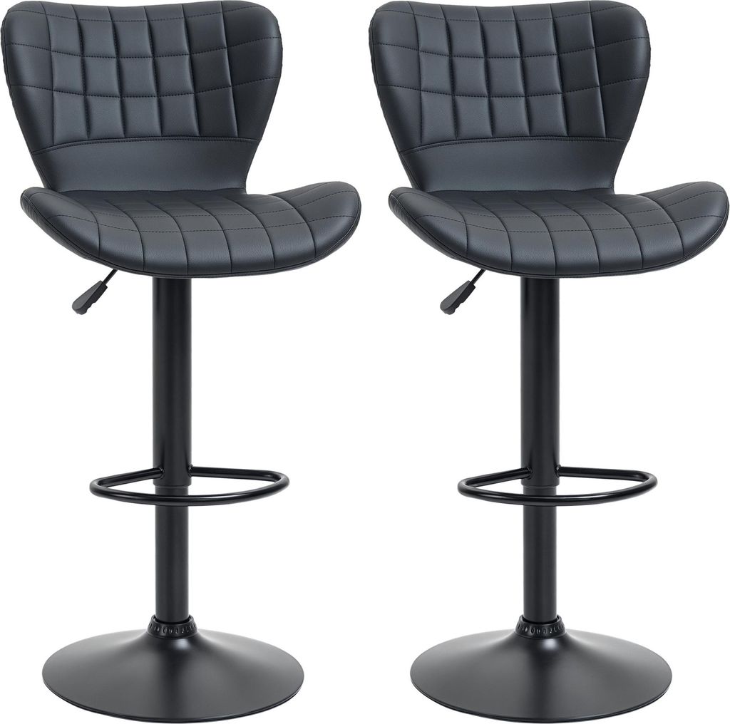 2er-Set Barhocker Retro-Design Schwarz Höhenverstellbar 47x51,5x89-109 cm