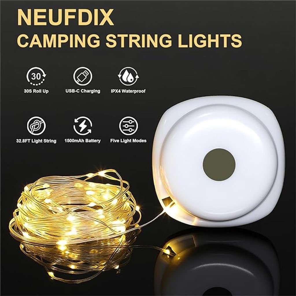 Anpro Solar Camping Lichterkette – 12 M, 150 LED, USB & Solar, Dimmbar Mit Fernbedienung