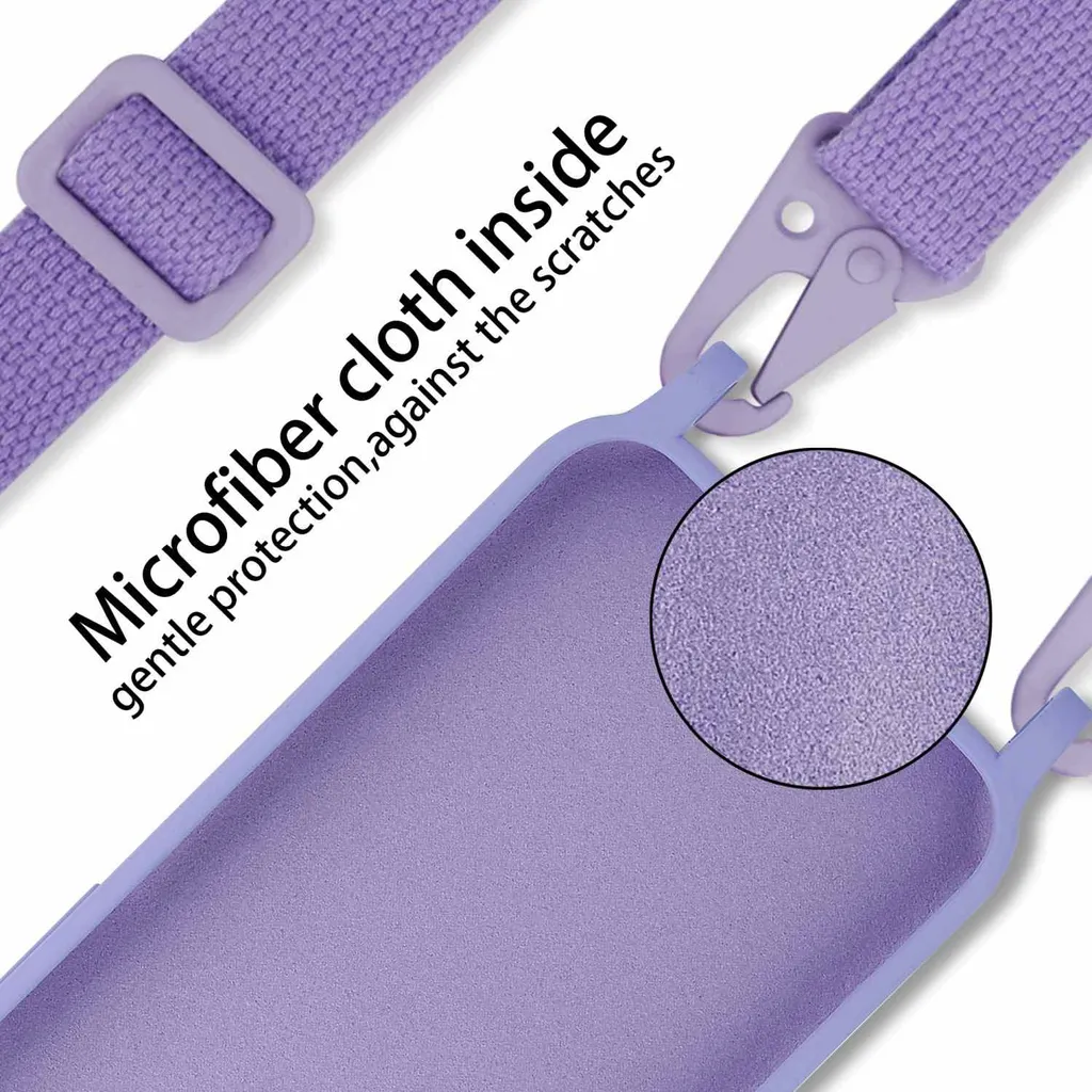Cover con Cordino iPhone 17 Silicone Lavanda Soft Touch - Tracolla regolabile - Italiano