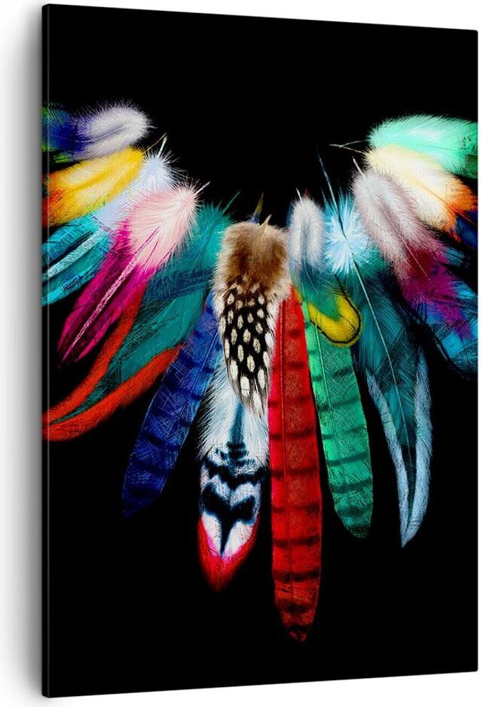 Bild auf Leinwand - Leinwandbild - Einteilig - Vogel Feder Farbe Komposition - 50x70cm - Wand Bild - Wanddeko - Wandbilder - Leinwanddruck - Wandde...